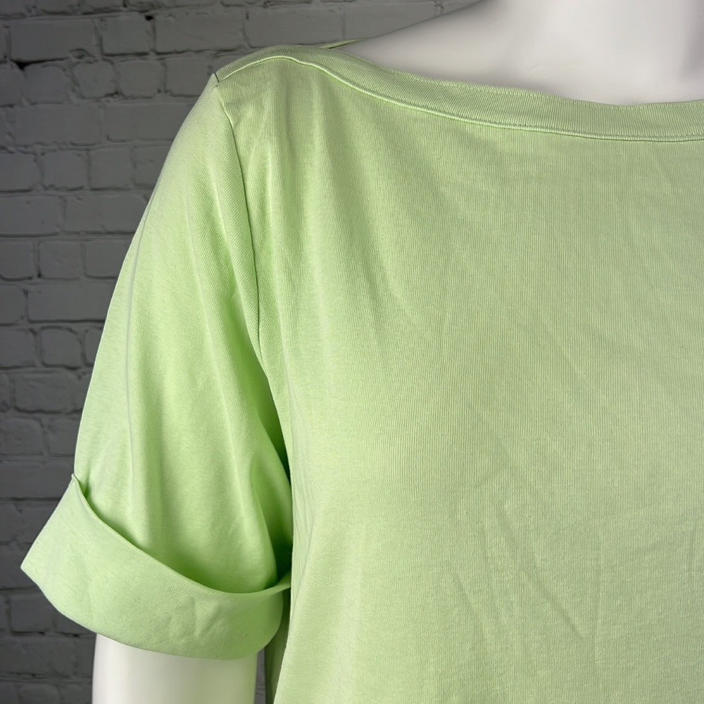 Light Green Elbow Sleeve Boatneck Short Sleeve Top Plus Size 3X - Picture 5 of 8